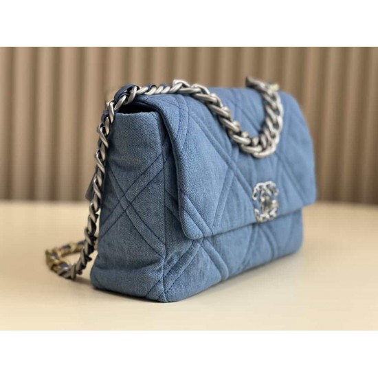 CHANEL 19 FLAP LARGE HANDBAG Denim AS1161