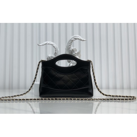 CHANEL 31 Mini Shopping Bag Chain Clutch Shiny Lambskin AS3656