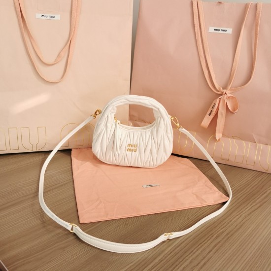 MIUMIU Wander Matelassé Nappa Leather Hobo Mini Bag 5BP078