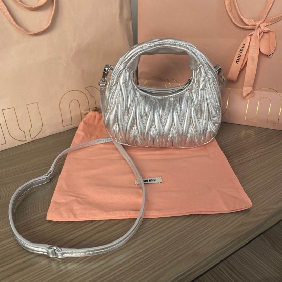 MIUMIU Wander Matelassé Nappa Leather Hobo Mini Bag 5BP078