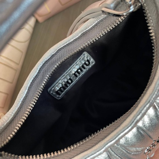 MIUMIU Wander Matelassé Nappa Leather Hobo Mini Bag 5BP078