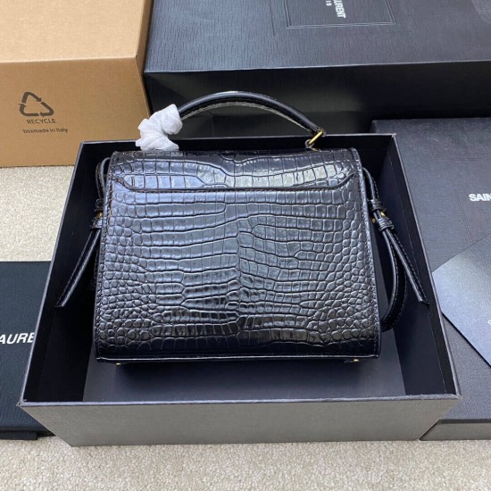 YSL Crocodile Embossed Tote Bag 602716