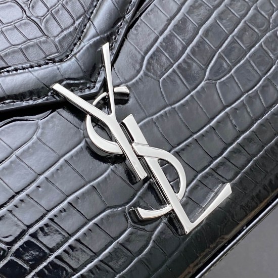 YSL Crocodile Embossed Tote Bag 602716