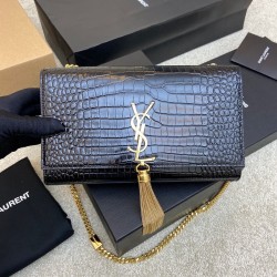 YSL KATE Croc-effect leather Crossbody Bag 377829