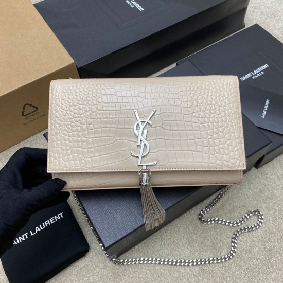 YSL KATE Croc-effect leather Crossbody Bag 377829