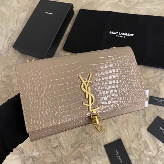 YSL KATE Croc-effect leather Crossbody Bag 377829