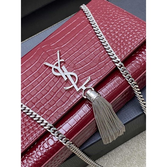 YSL KATE Croc-effect leather Crossbody Bag 377829