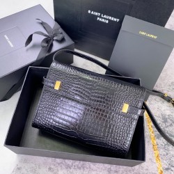 YSL MANHATTAN IN CROCODILE-EMBOSSED SHINY LEATHER BAG 579270