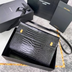 YSL MANHATTAN IN CROCODILE-EMBOSSED SHINY LEATHER BAG 579271