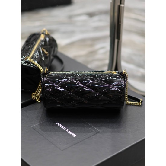 YSL SADE Mini Quilted Patent Leather Tubular Bag 699703