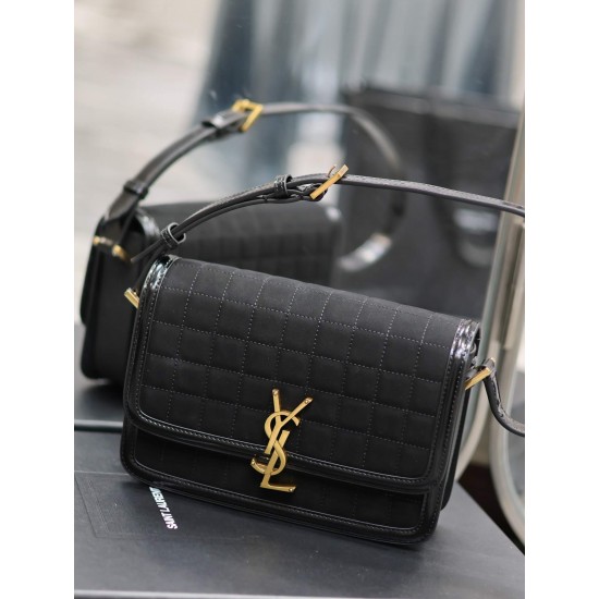 YSL SOLFERINO Square Patent Suede Shoulder Bag 634305