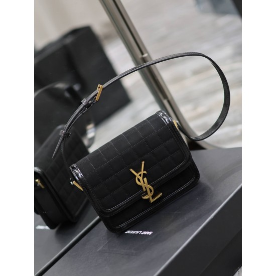 YSL SOLFERINO Square Patent Suede Shoulder Bag 634306