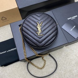 YSL VINYLE Vintage Small Round Leather Shoulder Bag 610436