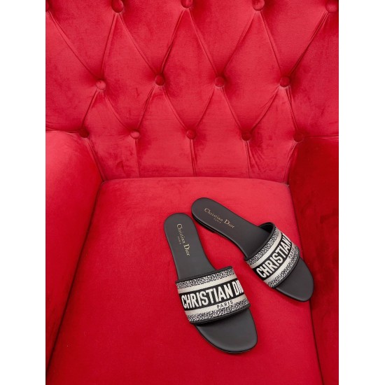 DIOR DWAY SLIDE Embroidered Cotton