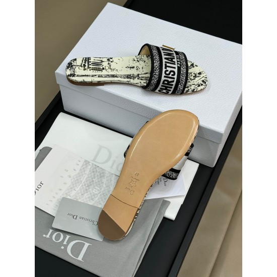 DIOR DWAY SLIDE Embroidered Cotton