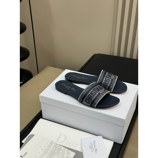 DIOR DWAY SLIDE Embroidered Cotton