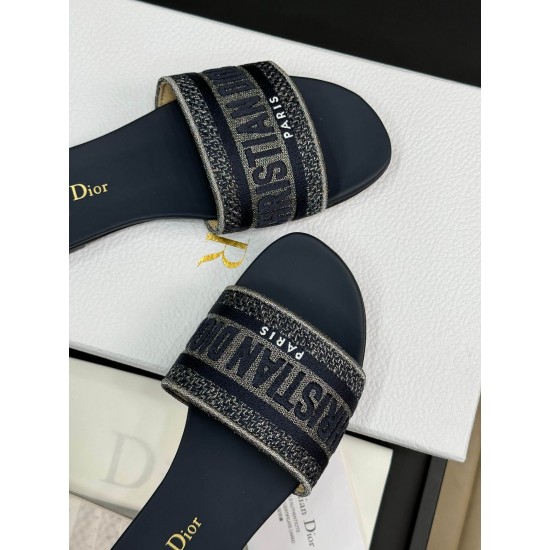 DIOR DWAY SLIDE Embroidered Cotton