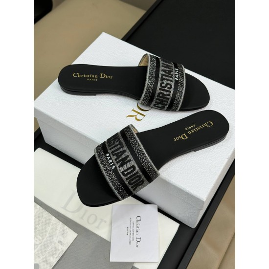 DIOR DWAY SLIDE Embroidered Cotton