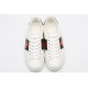 GUCCI Ace Web-Trim Bee Sneakers  White Leather Embroidered Ace Sneakers