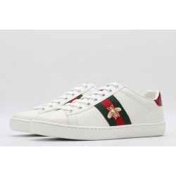 GUCCI Ace Web-Trim Bee Sneakers  White Leather Embroidered Ace Sneakers