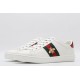 GUCCI Ace Web-Trim Bee Sneakers  White Leather Embroidered Ace Sneakers