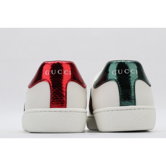 GUCCI Ace Web-Trim Bee Sneakers  White Leather Embroidered Ace Sneakers