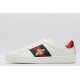 GUCCI Ace Web-Trim Bee Sneakers  White Leather Embroidered Ace Sneakers