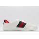 GUCCI Ace Web-Trim Bee Sneakers  White Leather Embroidered Ace Sneakers