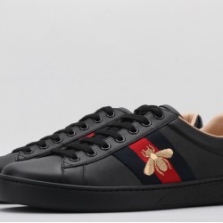 GUCCI Ace Bee-Embroidered Sneakers Black Leather Ace Embroidered Sneakers 