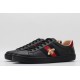 GUCCI Ace Bee-Embroidered Sneakers Black Leather Ace Embroidered Sneakers 