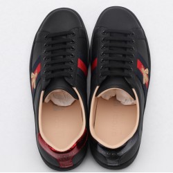 GUCCI Ace Bee-Embroidered Sneakers Black Leather Ace Embroidered Sneakers 