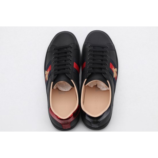 GUCCI Ace Bee-Embroidered Sneakers Black Leather Ace Embroidered Sneakers 