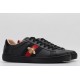 GUCCI Ace Bee-Embroidered Sneakers Black Leather Ace Embroidered Sneakers 