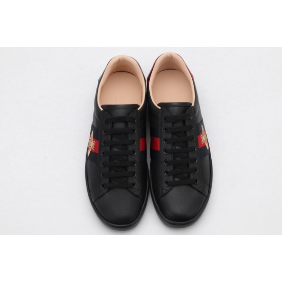 GUCCI Ace Bee-Embroidered Sneakers Black Leather Ace Embroidered Sneakers 