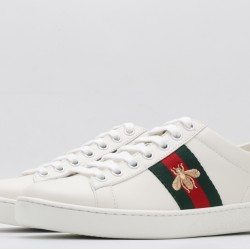 GUCCI Ace Web-Trim Bee Sneakers  White Leather Embroidered Ace Sneakers