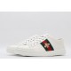 GUCCI Ace Web-Trim Bee Sneakers  White Leather Embroidered Ace Sneakers