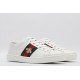 GUCCI Ace Web-Trim Bee Sneakers  White Leather Embroidered Ace Sneakers