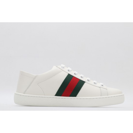 GUCCI Ace Web-Trim Bee Sneakers  White Leather Embroidered Ace Sneakers