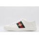 GUCCI Ace Web-Trim Bee Sneakers  White Leather Embroidered Ace Sneakers