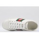 GUCCI Ace Web-Trim Bee Sneakers  White Leather Embroidered Ace Sneakers