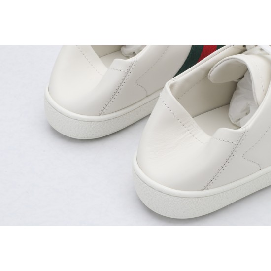 GUCCI Ace Web-Trim Bee Sneakers  White Leather Embroidered Ace Sneakers