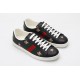 GUCCI Ace Bee Sneakers Black Leather Ace Embroidered Sneakers