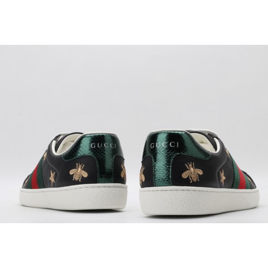 GUCCI Ace Bee Sneakers Black Leather Ace Embroidered Sneakers