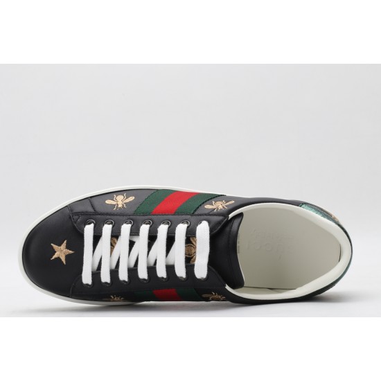 GUCCI Ace Bee Sneakers Black Leather Ace Embroidered Sneakers